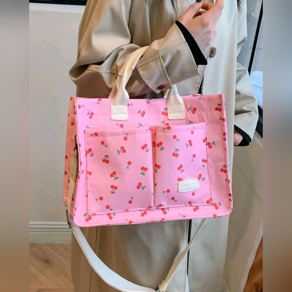 SHIPS FEB 11TH! CHERRY DESIGN TOTE. - Picture 2 of 3